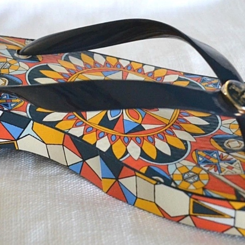 Tory Burch Psychedelic Geo Carved Wedge 8 - Picture 3 of 6